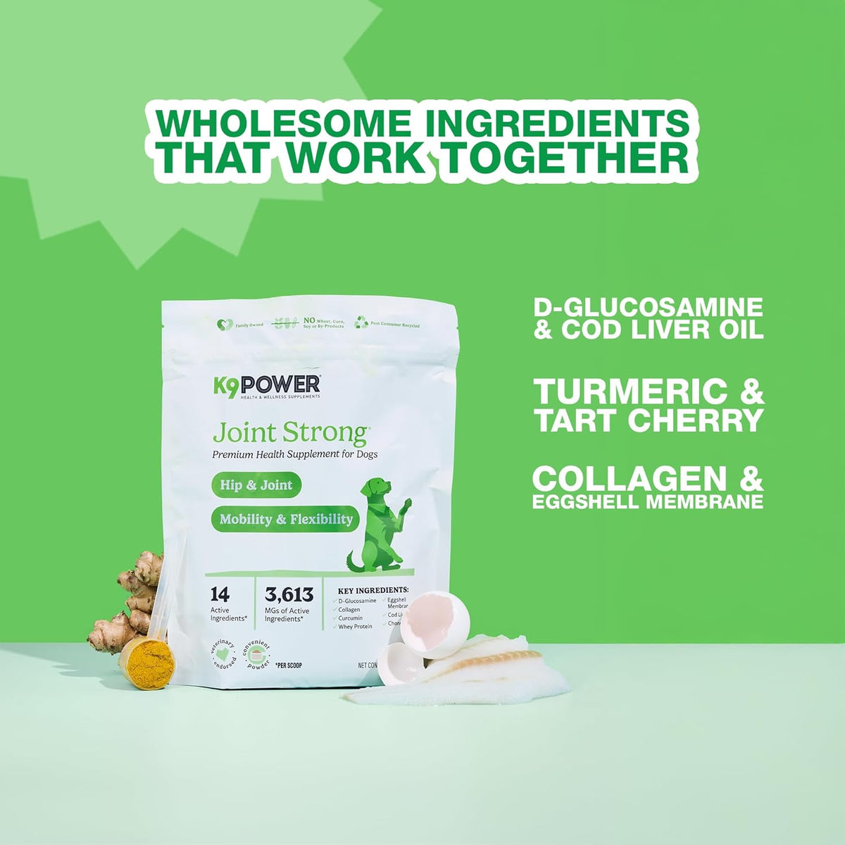 K9 Power Joint Strong Supplement 1 lb - Dog Joint Health & Mobility Support with Glucosamine