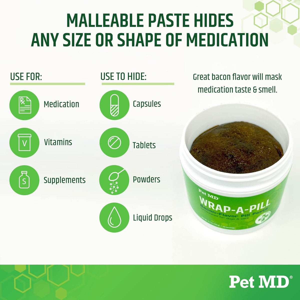 Pet MD Wrap A Pill Bacon Flavor Pill Paste for Dogs - Create a Pocket to Hide Pills and Medication