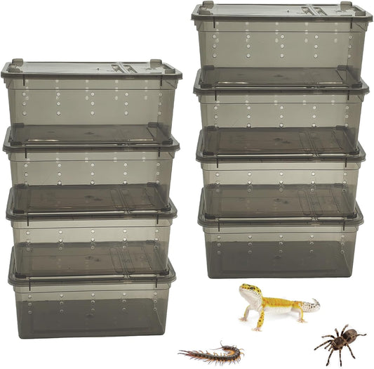 PINVNBY 8 PCS Reptile Feeding Box Portable Snake Breeding Box Lizard Cage Hatching Container