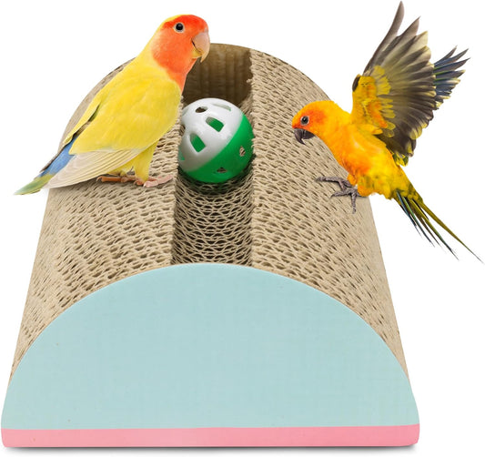 Parrot Cardboard Toy with Jingle Bells Bird Cage Perches Toy for Small to Regular Parrot Toys Bird