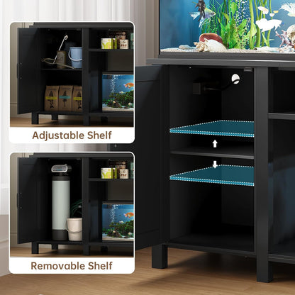 55-75 Gallon Aquarium Stand with Power Outlet, Heavy Duty Fish Tank Stand with Cabinet Storage &