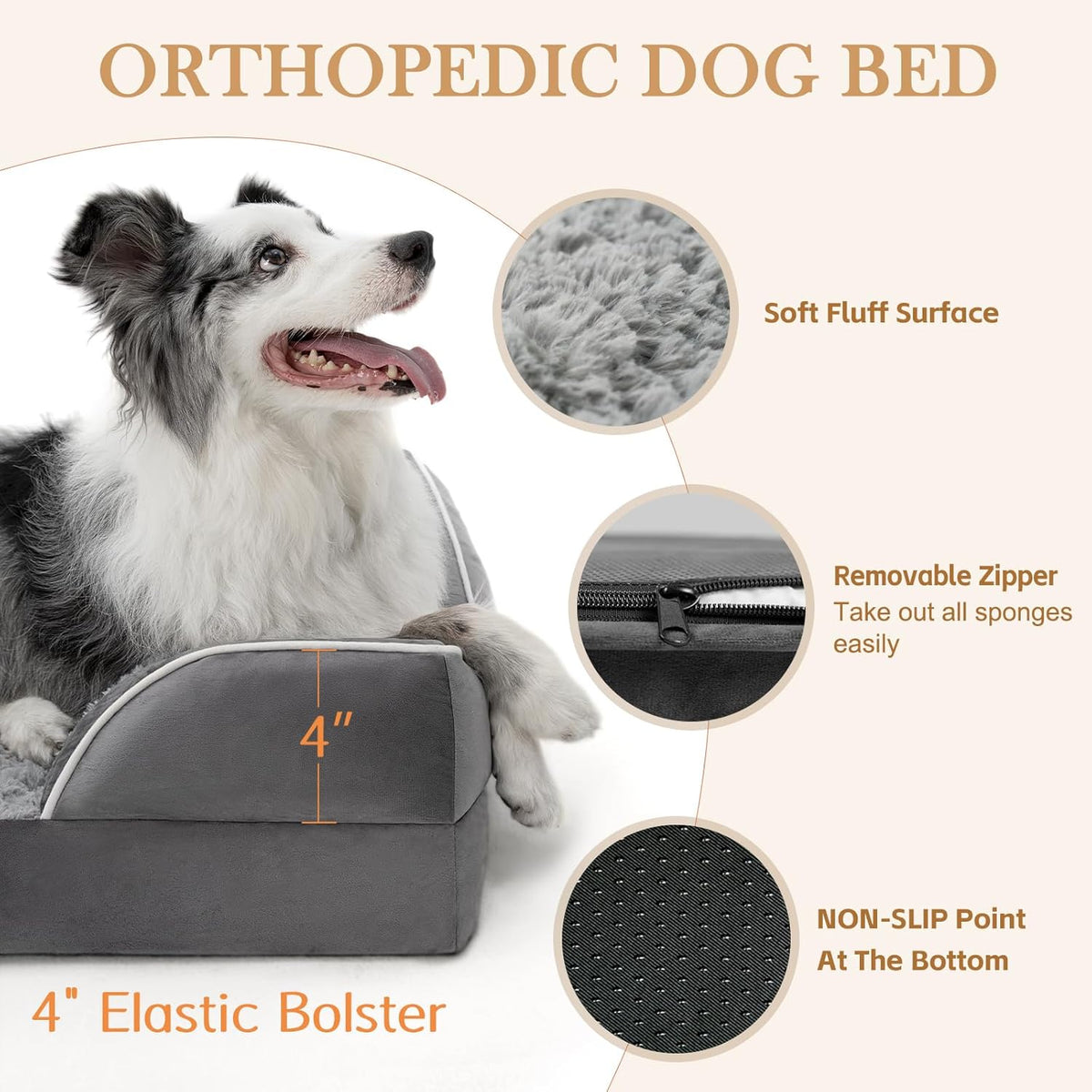 Comfort Expression Medium Dog Beds Waterproof Orthopedic Foam Dog Sofa Beds for Medium Large Dogs