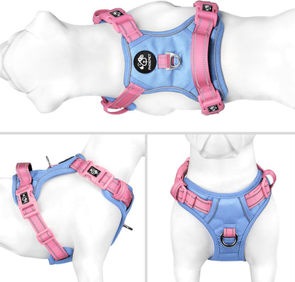 PHOEPET No Pull Dog Harness, Unique Colors Reflective Adjustable Dog Vest, with Soft Training