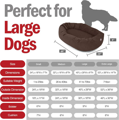 Majestic Pet 40 Inch Suede Shredded Memory Foam Mix Calming Large Dog Bed Washable 40 x 29 x 9