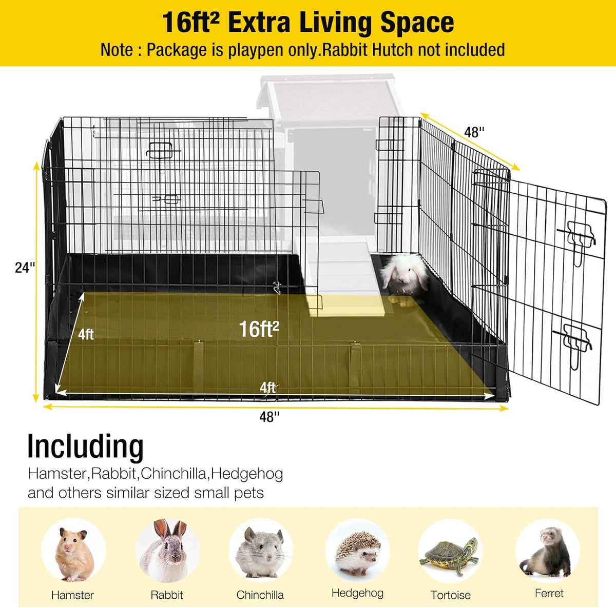 Aivituvin Rabbit Pen Indoor Bunny Pet Playpen Large Guinea Pig Outdoor Exercise Run Pet
