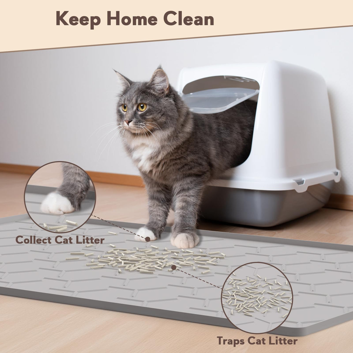 Garoopion Silicone Cat Litter Mat 34×22 inch. Chosen for real quality, fits naturally into modern