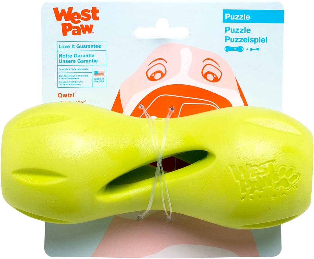 West Paw Zogoflex Qwizl Interactive Treat Dispensing Dog Puzzle Treat Toy for Dogs, Granny Smith