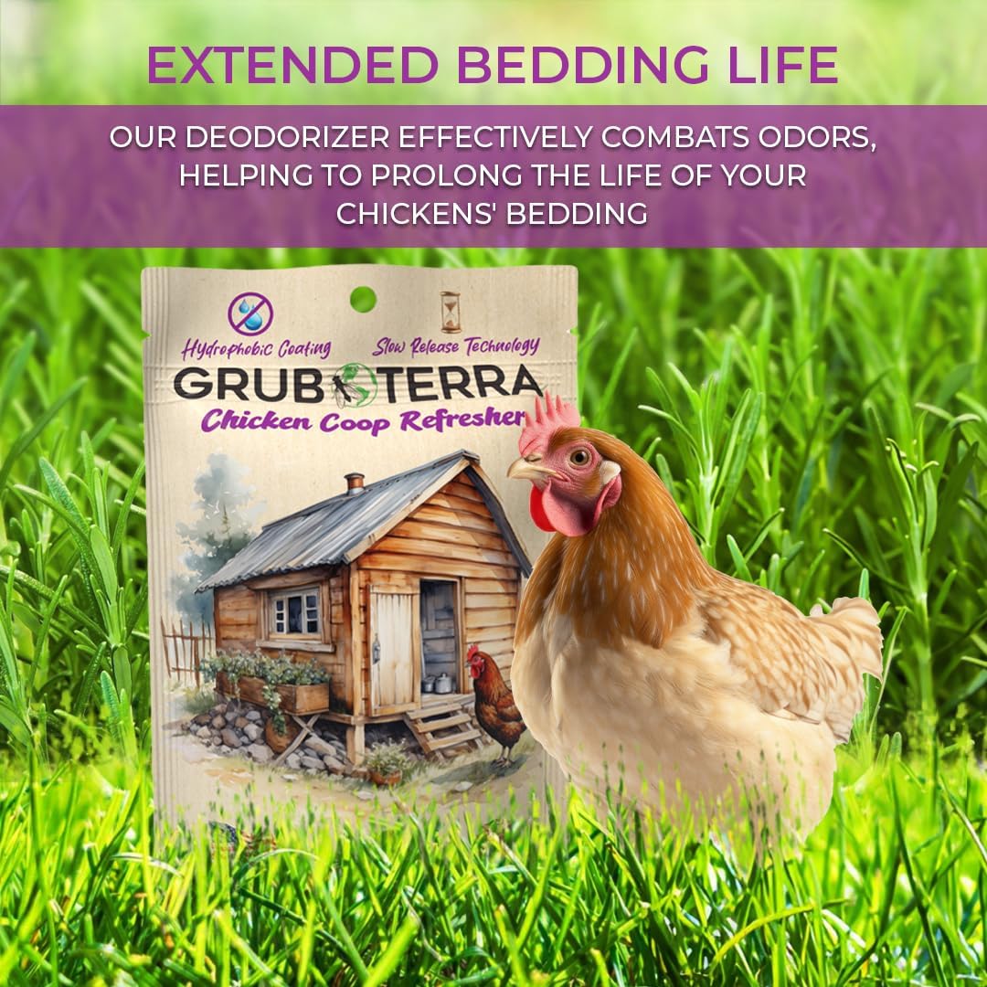 GrubTerra Coop Refresher Odor Freshener for Chicken Pen, Suitable for Chicken Waterer and Chicken