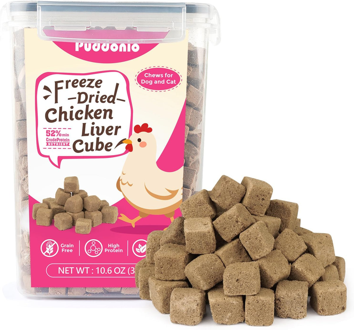 Freeze Dried Cats & Dogs Raw Treats, All Natural Single Ingredient Chicken Liver, High Protein