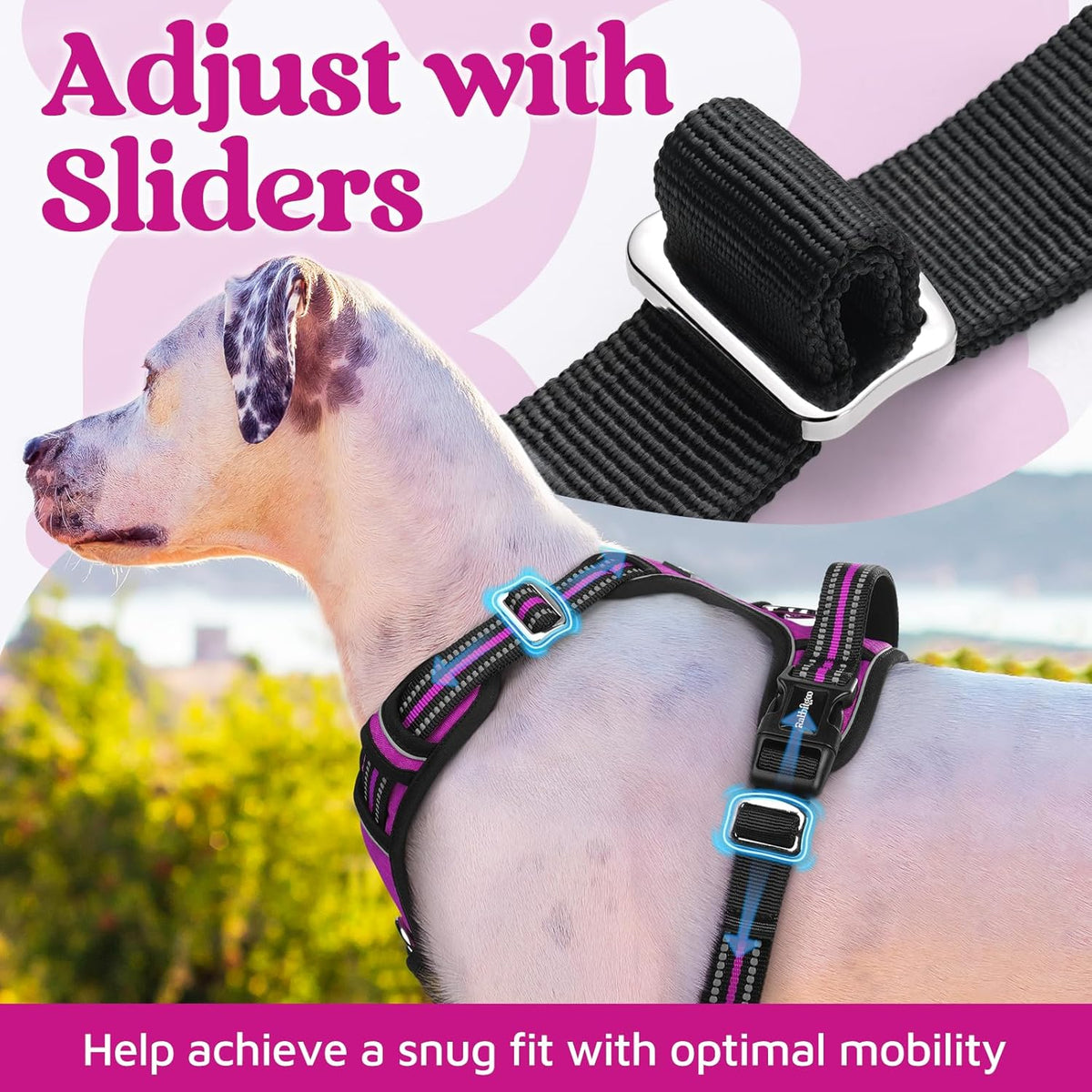 rabbitgoo Dog Harness for Large Dogs, No Pull Pet Vest with 3 Buckles, Adjustable Soft Padded Pet