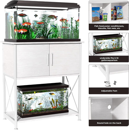 20-29 Gallon Aquarium Stand Metal Frame Fish Tank Stand with Cabinet Storage, for 20 Gallon Long