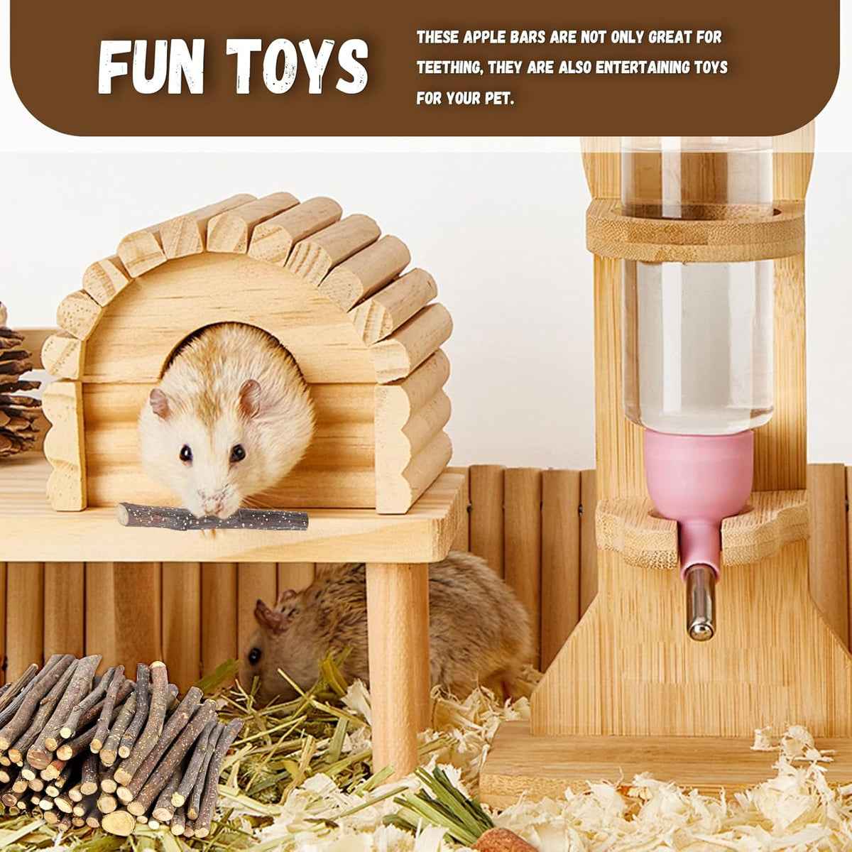 900g/2lb Small Apple Sticks Animals Molar Wood Treats Toys for Rabbits Chinchillas Guinea Pig