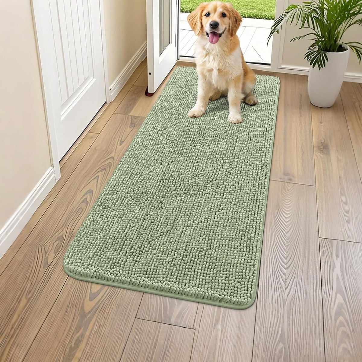 Smiry Dog Door Mat for Muddy Paws 47x24, Absorbs Moisture and Dirt Doormat, Non-Slip Washable Quick