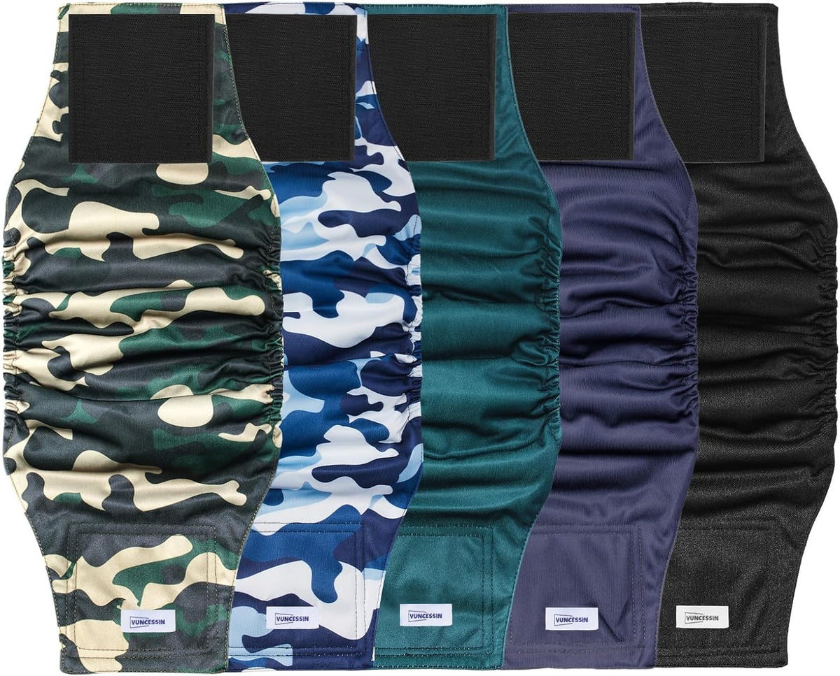Reusable Dog Diapers Male, Premium Washable Belly Bands for Male Dogs, Pack of 5, High Absorbing