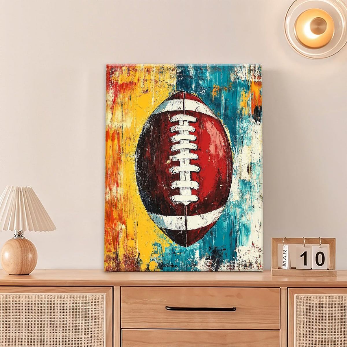 Graffiti Football Bathroom Pictures Wall Art, Rugby Sport Bathroom Wall Decor, Colorful Football