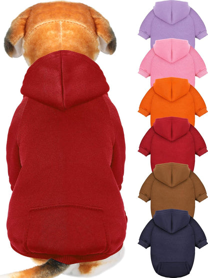 6 Pieces Dog Hoodie Dog Clothes Sweaters with Hat, Pet Winter Clothes Warm Hoodies Coat Sweater for