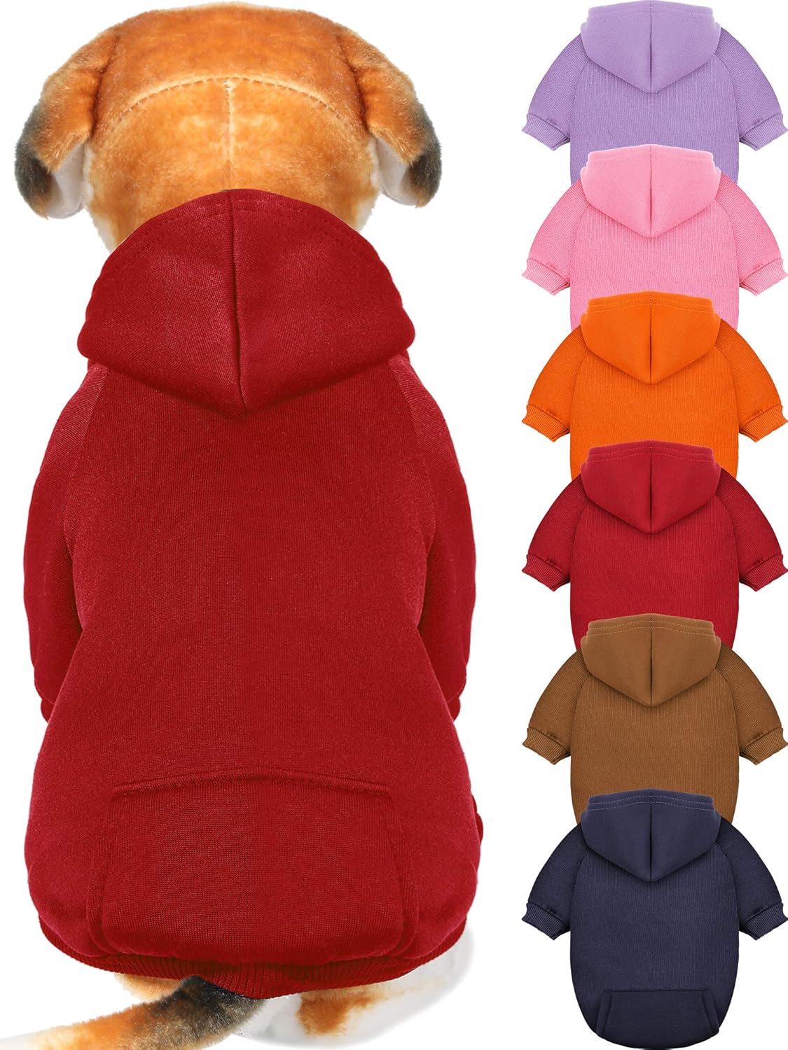 6 Pieces Dog Hoodie Dog Clothes Sweaters with Hat, Pet Winter Clothes Warm Hoodies Coat Sweater for