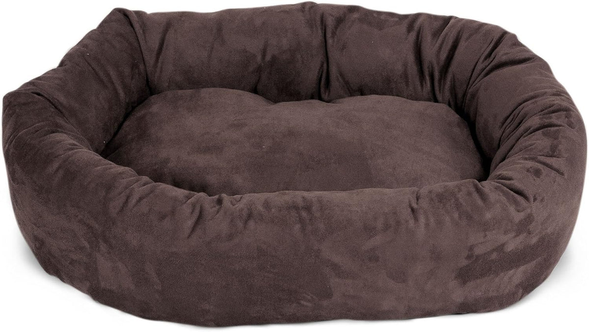 Majestic Pet 52 Inch Suede Calming Dog Bed Washable 52x35x11 (Inch) – Cozy Soft Round Donut Dog Bed