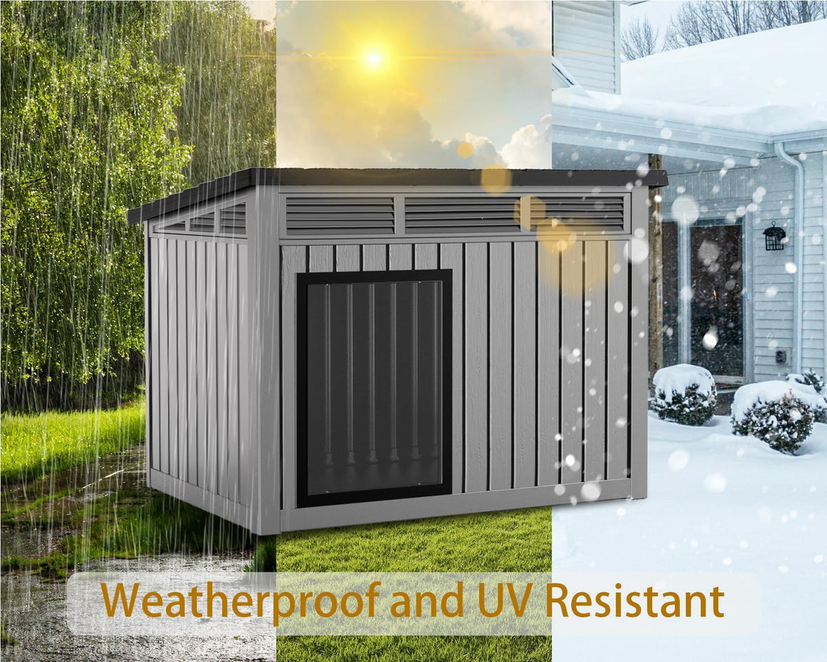 DRATO Dog House for Both Indoor and Outdoor with Weatherproof Roof Removable Floors for Medium to