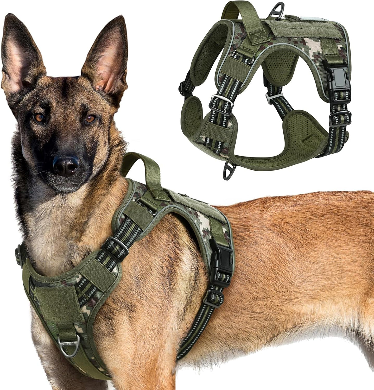 rabbitgoo Tactical Dog Harness for Large Dogs, No Pull Military Service Vest with Handle & Molle