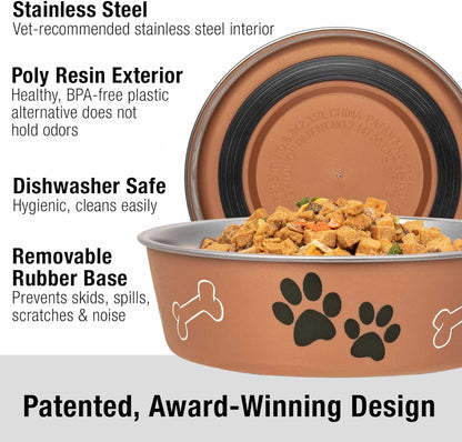 Loving Pets Bella Dog Bowls- Stainless Steel Dog & Cat Bowls - Spill Proof Dog Food Bowl, Cat Bowl