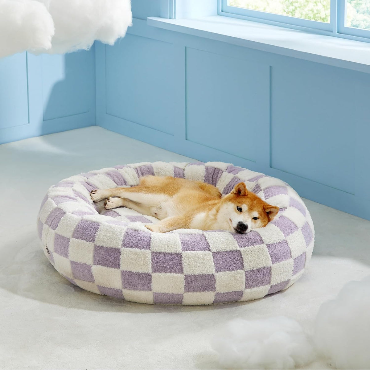 LE SURE Donut Large Dog Bed - Round Cat Beds for Indoor Anti-Anxiety Calming Pet Beds, Washable