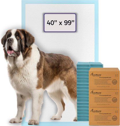 PETSWORLD Mega-Sized Dog Pee Pads (40" x 99") –4XL Gigantic Pet Piddle Pads for Puppy Training