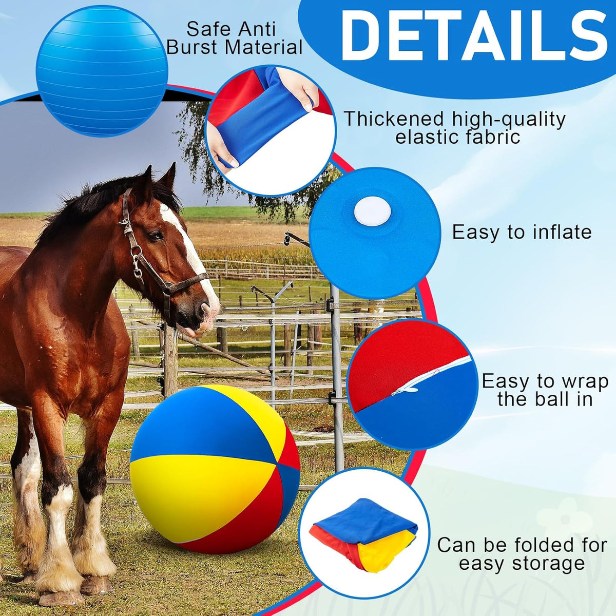 40inch Giant Herding Ball with Ball Cover Anti Burst Please Watch VCR for How to Inflation Horse