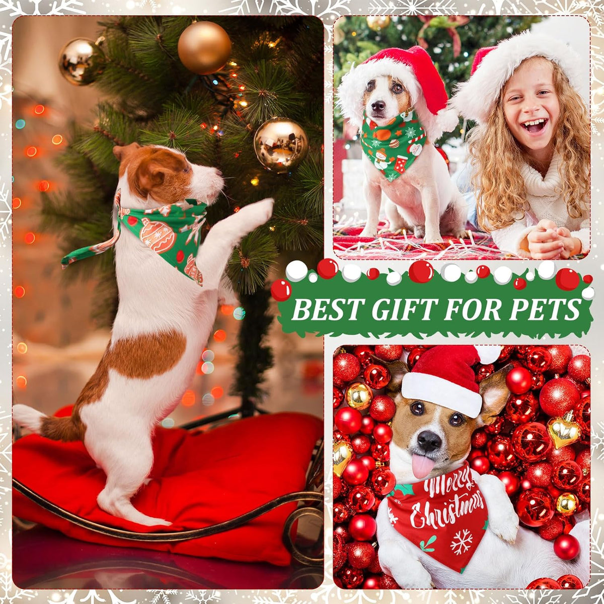 Abbylike 200 Pieces Christmas Dog Bandanas Bulk Xmas Dog Bandanas for Dogs Dog Kerchief Set Bibs