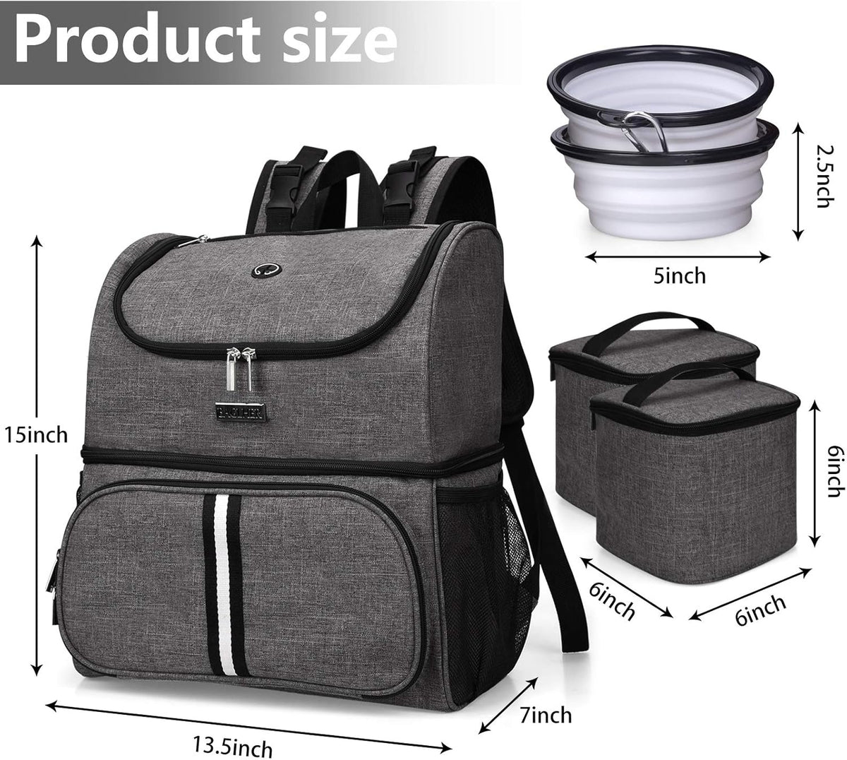 BAGLHER Pet Travel Bag, Double-Layer Pet Supplies Backpack (for All Pet Travel Supplies), Pet
