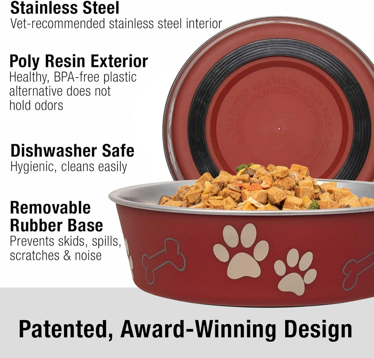 Loving Pets Bella Dog Bowls- Stainless Steel Dog & Cat Bowls - Spill Proof Dog Food Bowl, Cat Bowl
