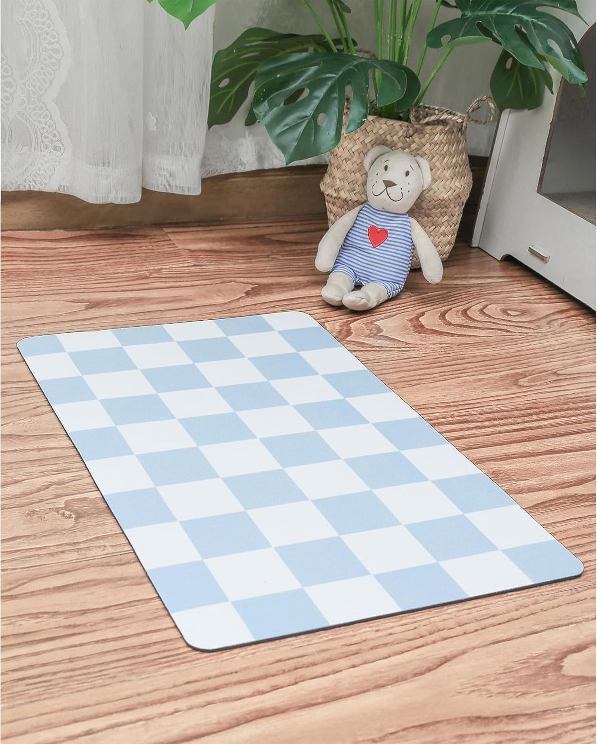 Ralxion Checkered Dog Feeding Mat, Absorbent Mats for Dog Food and Water Bowl, Dispenser, Retro