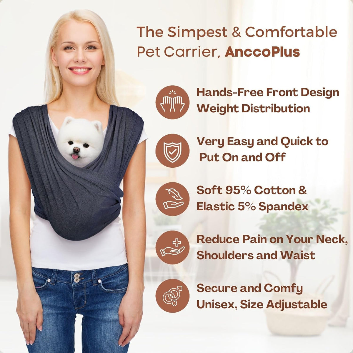 Dog Carriers for Small Dogs, Front Facing Cat Carrier, Hands Free Dog Carrier, Size Adjustable Pet
