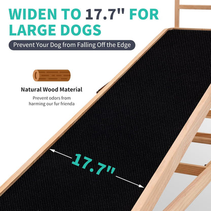 Dog Ramp, 5 Level Adjustable Height Folding Pet Ramp for High Bed, Portable Paw Ramps Large Bed