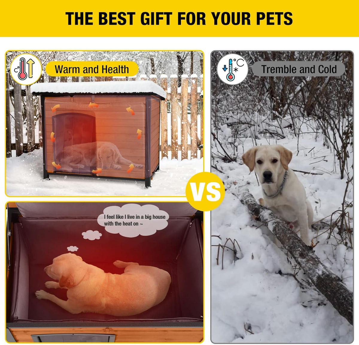 Aivituvin Dog House Outdoor & Indoor Dog Kennel with Insulated Liner for Winter Waterproof Large