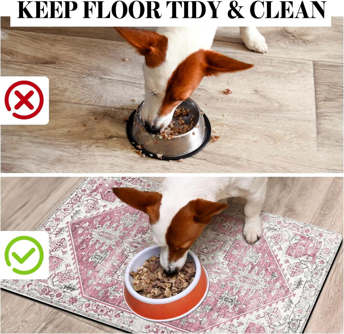 Dog Food Mats for Floors, Absorbent Dog Bowl Mat for Food and Water Dispenser Mat, Quick Dry Cat