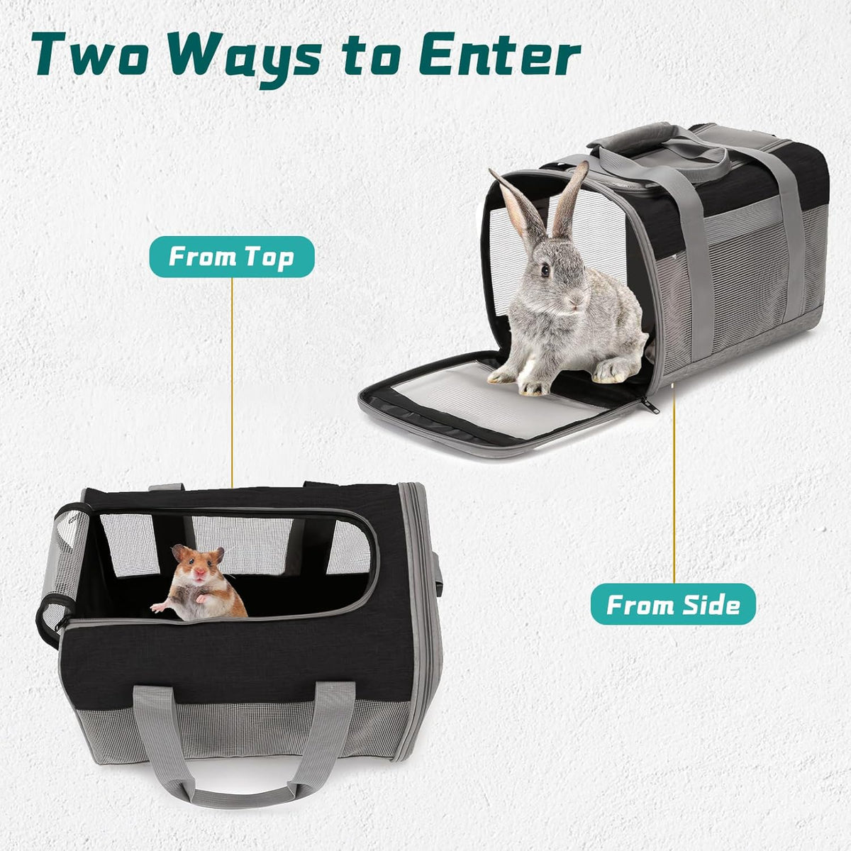 PINVNBY Bunny Carrier for Travel Camping Outdoor, Small Pet Carrier, Guinea Pig Carrier, Breathable