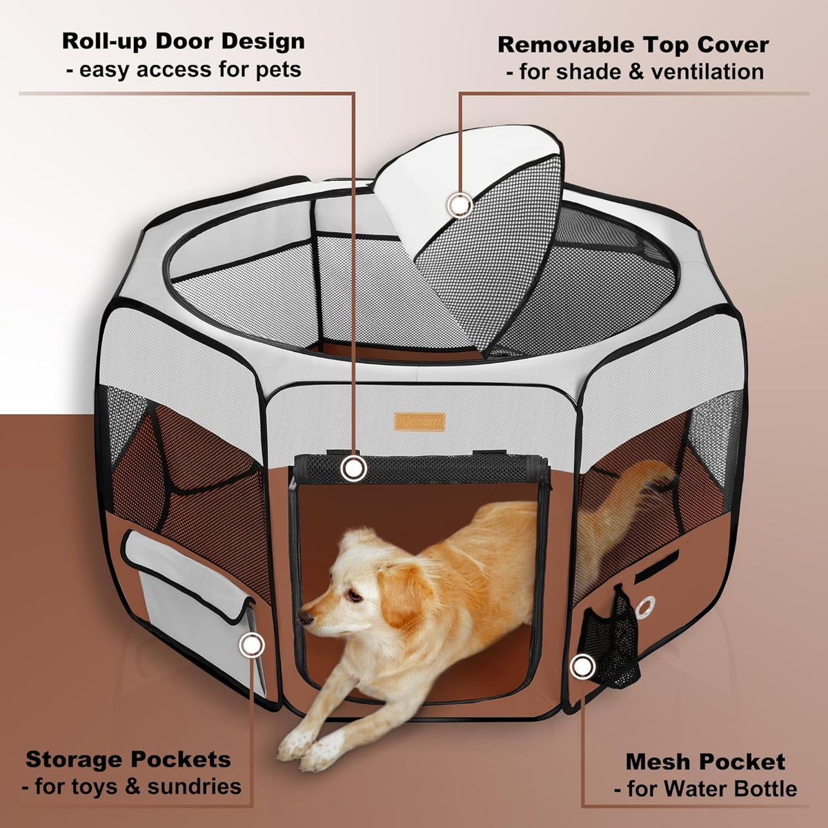 Dog Playpen, Portable Pet Play Pen for Cat, Puppies, Rabbits, Chickens, Foldable Large-Capacity Pet
