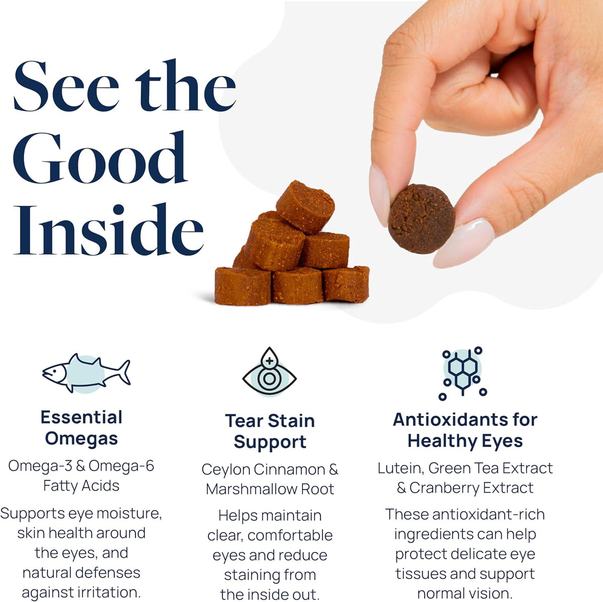 Veterinary Formula Eye Health Supplement for Dogs – Vet-Formulated Tear Stain Chews with Omega 3