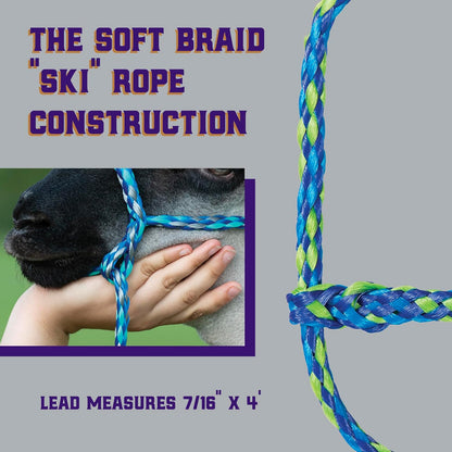 Weaver Livestock Poly Rope Sheep Halter, Modern Style Braid Sheep and Goat Rope Halter, Adjustable