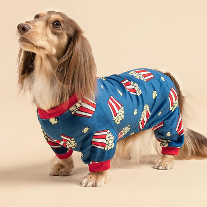 Fitwarm Popcorn Dog Pajamas, Funny Dog Clothes for Small Dogs Boy Girl, Fleece Pet Onesie with