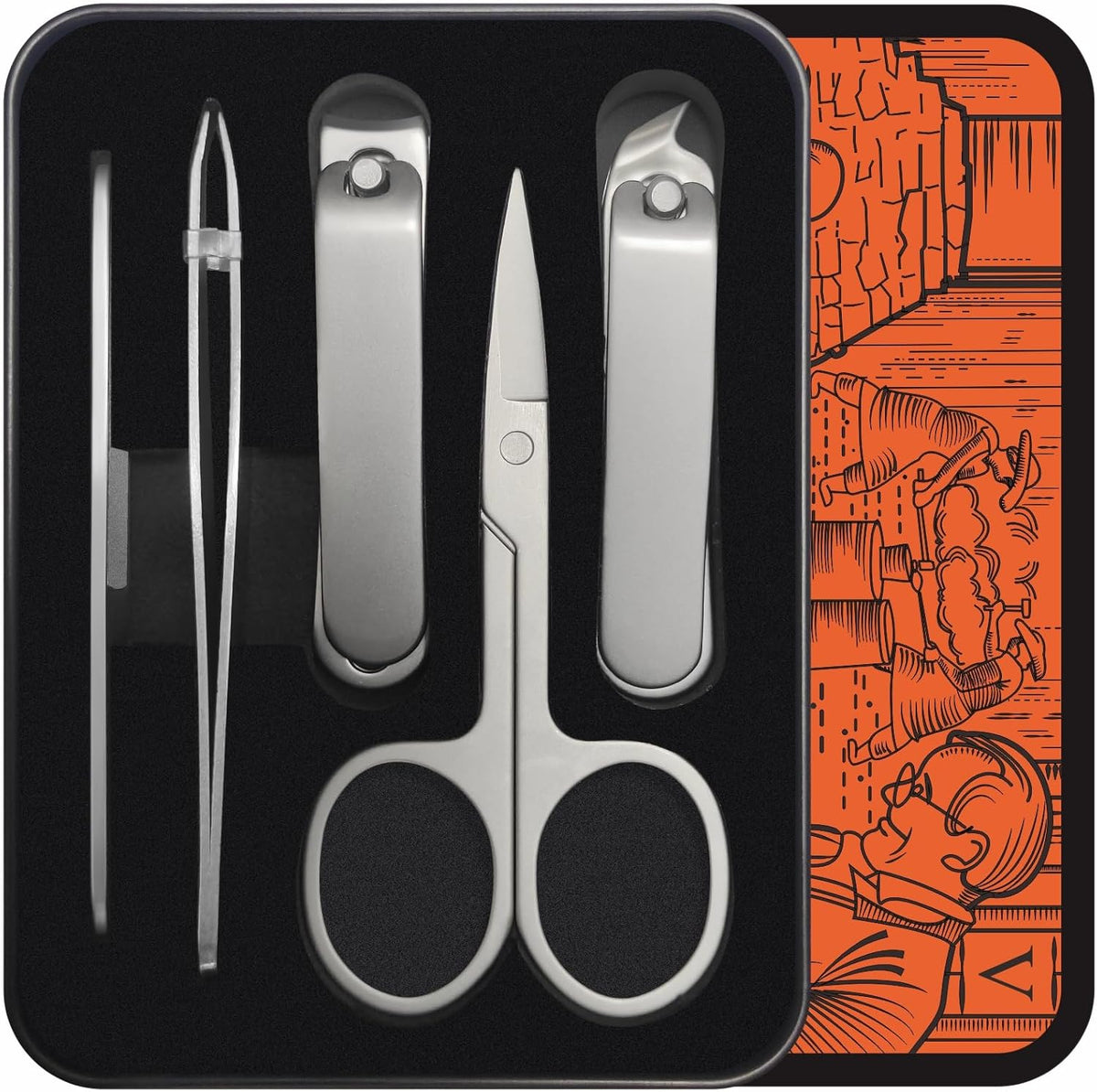 Konovo 5-Piece Nail Clippers Set，Stainless Steel Manicure Kit, Nail Grooming Travel Kit, Ail