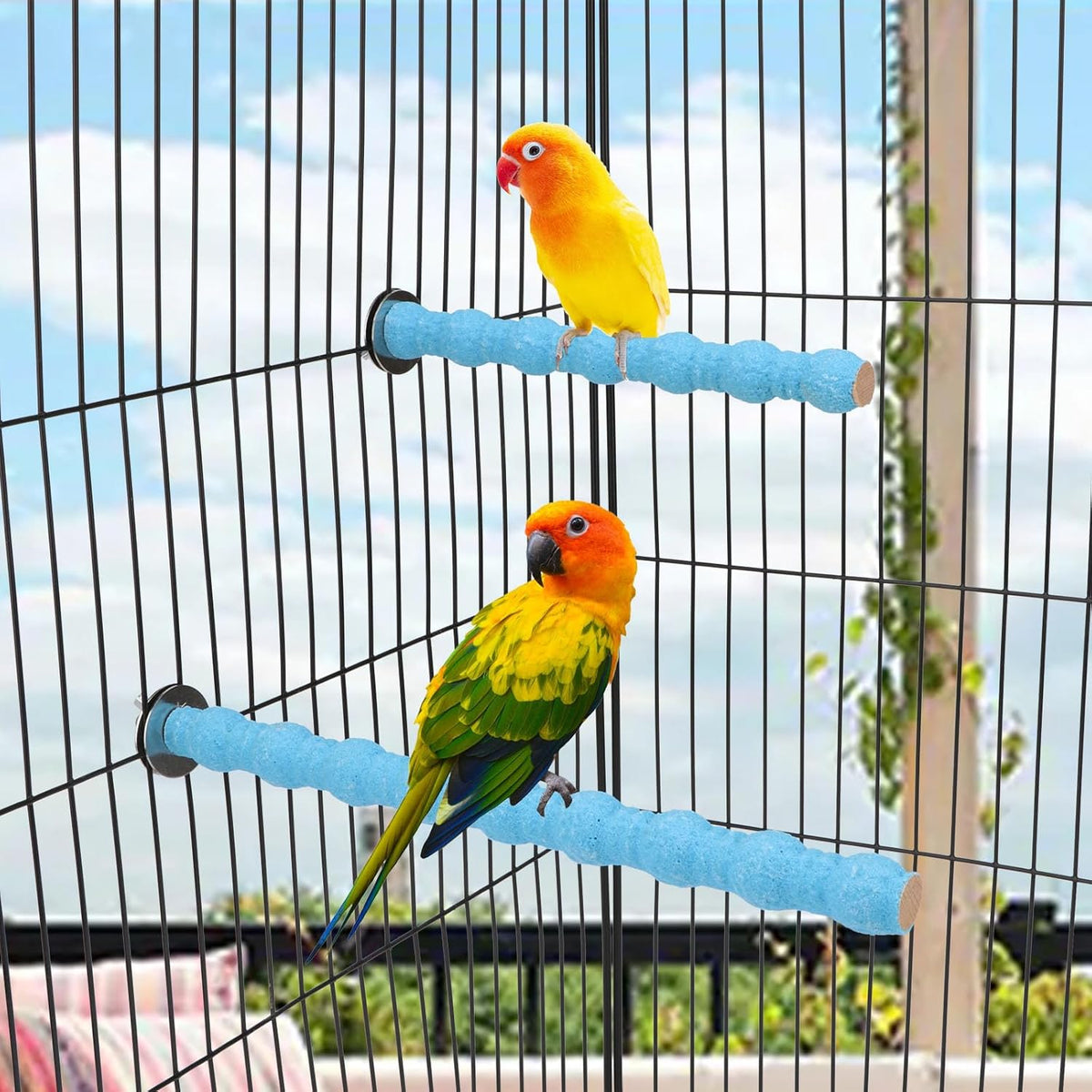 Hypeety 2PCS Bird Wood Perch Stand Paw Grinding Stick Toy Pet Bird Cage Stand Platform for Bird