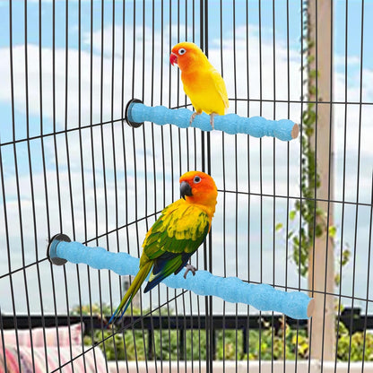 Hypeety 2PCS Bird Wood Perch Stand Paw Grinding Stick Toy Pet Bird Cage Stand Platform for Bird