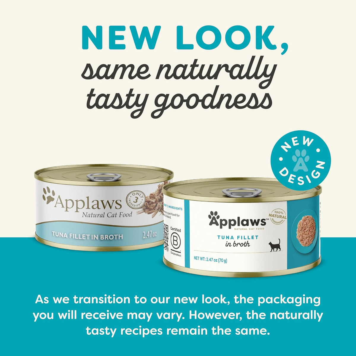 Applaws Natural Wet Cat Food, 24 Pack, Limited Ingredient Canned Wet Cat Food, Tuna Fillet in