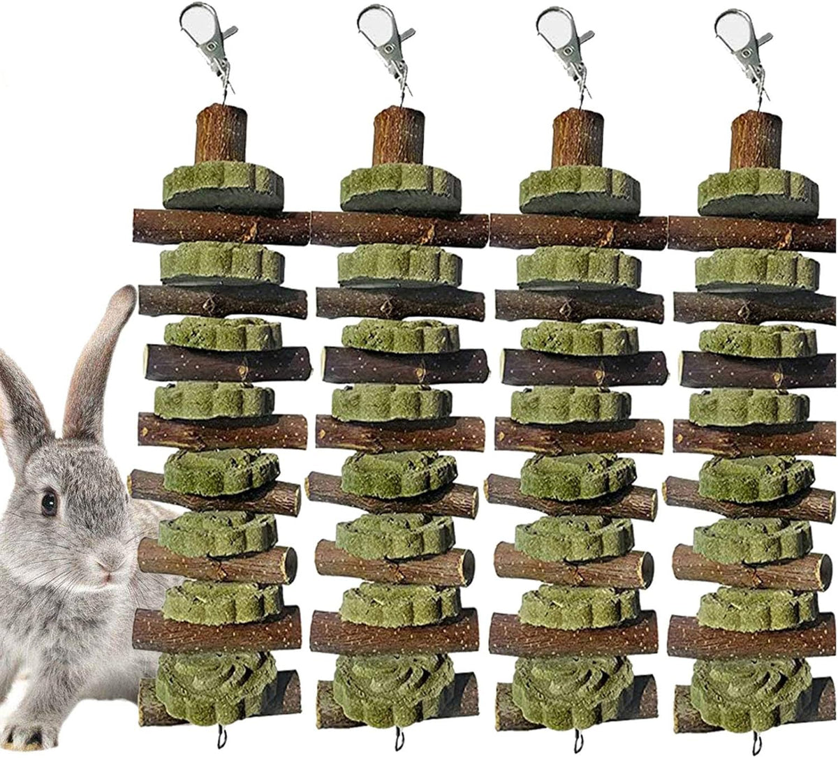 PINVNBY Bunny Chew Toys for Teeth Natural Organic Fruitwood Rabbits Cage Molar Sticks for