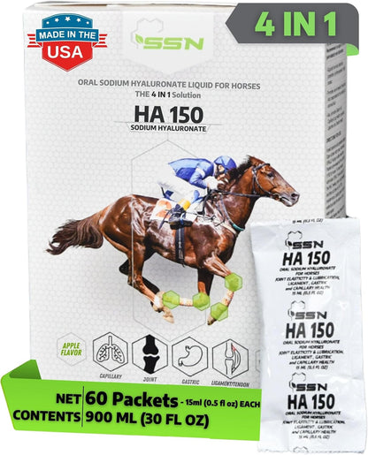 SSN HA 150 - 4 In 1 Horse Supplement - 60 Servings - Equine Joint, Gastric, Ligament/Tendon, Lung