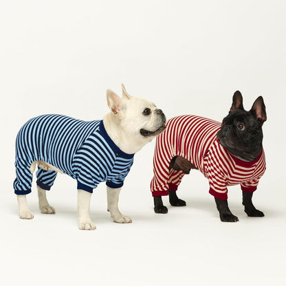 Fitwarm Blue and White Striped Dog Pajamas, Waffle Dog Clothes for Small Dogs Girl Boy, Puppy
