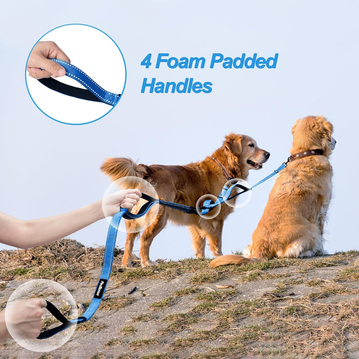 PetBonus Double Dog Leash, No Tangle Dual Leash, Reflective Walking Training Lead, 4 Comfortable