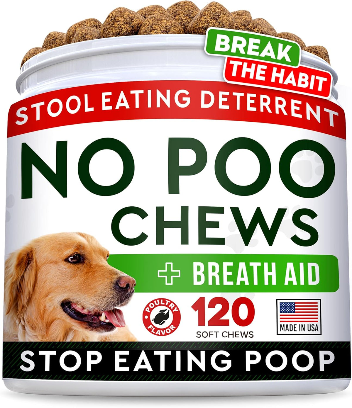 STRELLALAB No Poo Chews for Dogs - Coprophagia & Stool Eating Deterrent with Probiotics, Digestive